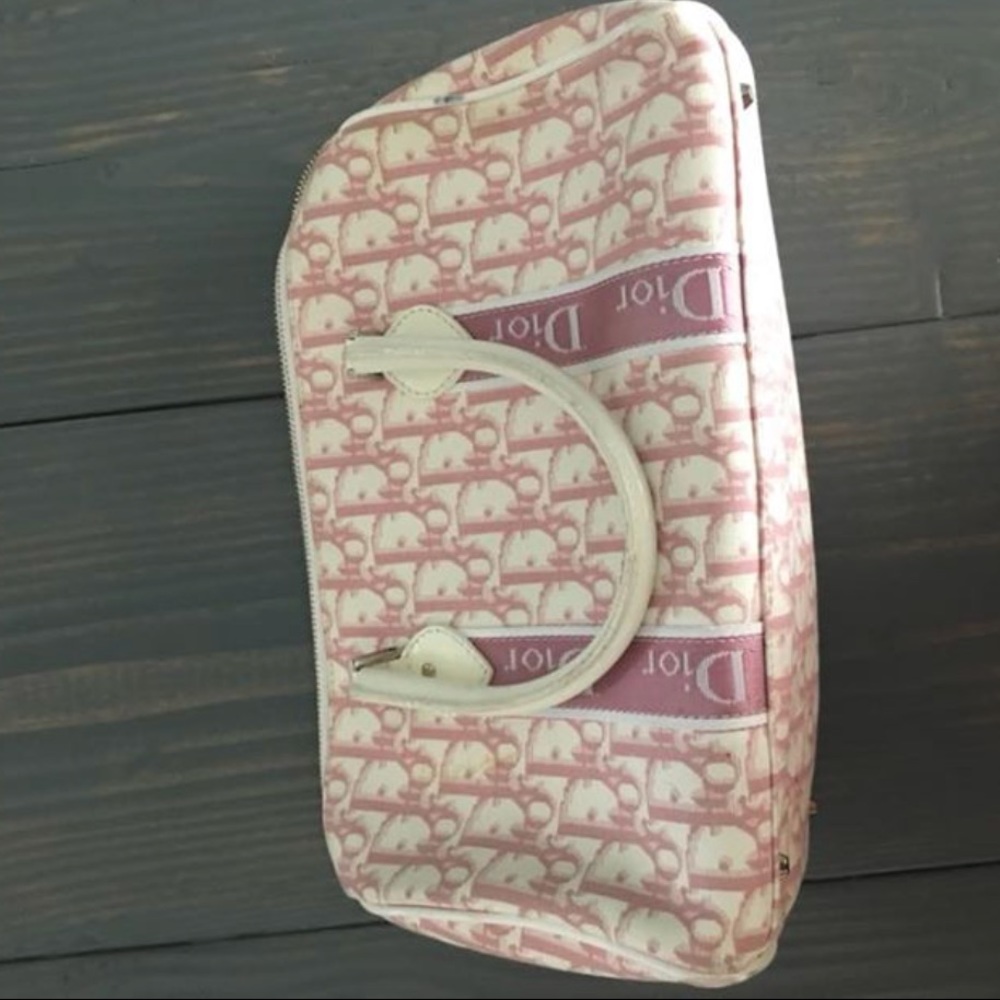 Christian Dior Pink & White Leather Satchel